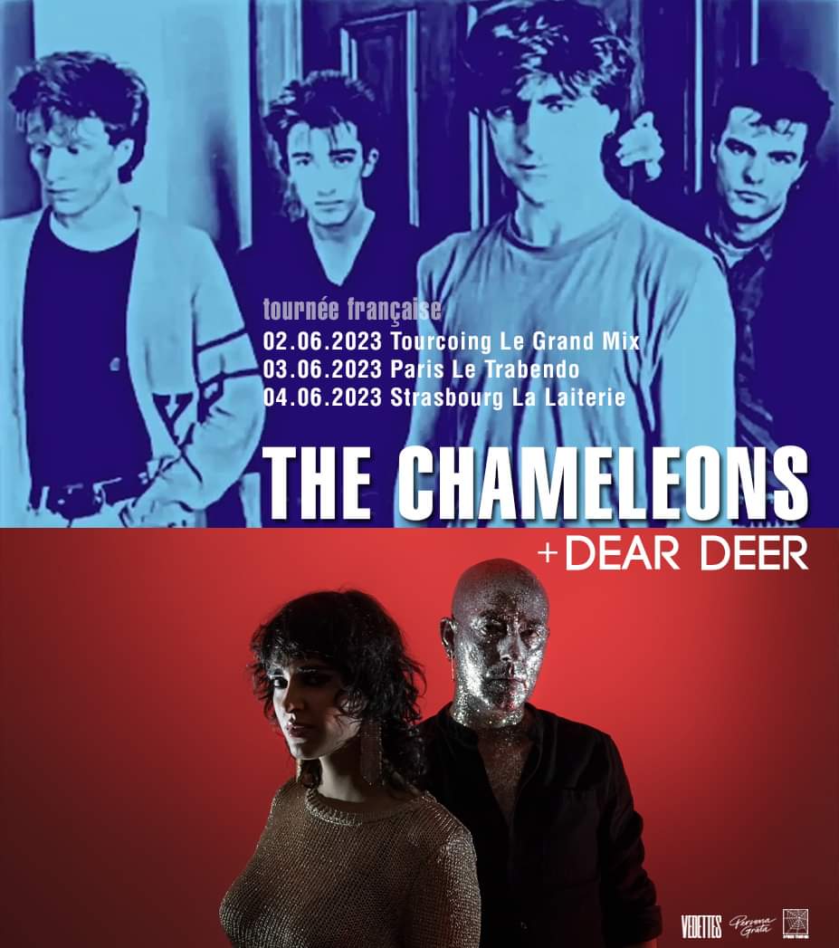 💥Dernière minute! Nous sommes très heureux et honorés d'accompagner les mythiques The Chameleons sur leurs 3 dates françaises ! :D 02.06 Tourcoing @grandmix [complet] 03.06 Paris @trabendo_ [complet] 04.06 Strasbourg @Laiterie @thechameleons #postpunk #thechameleons #deardeer