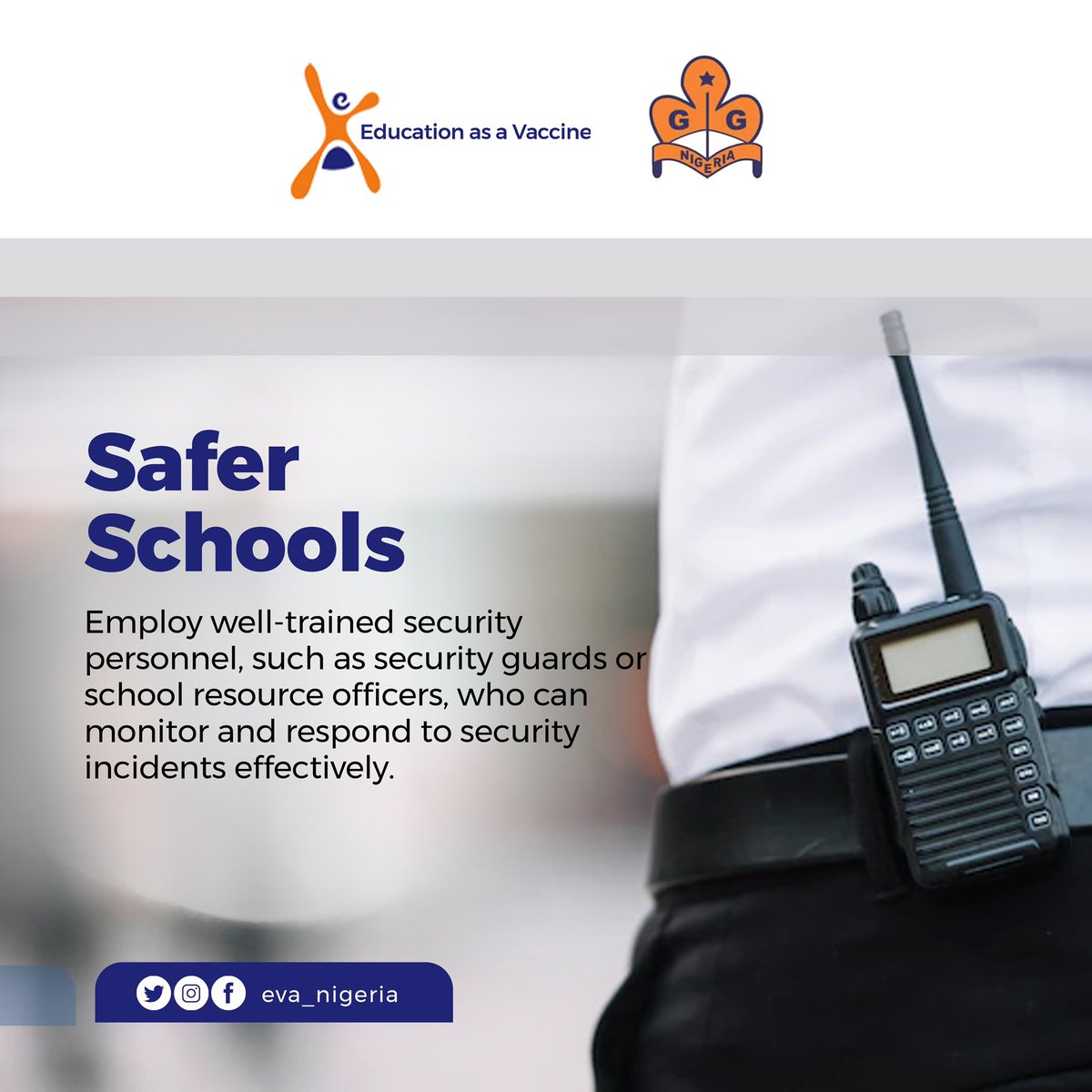 NGbaorun's tweet photo. Schools can be safe for the girl child if some steps are taken, government should conduct a comprehensive risk assessment to identify potential security vulnerabilities and threats specific to the school.#GAGE2023 @EVA_Nigeria @NigEducation @MalalaFund https://t.co/qe7zXDfVF1