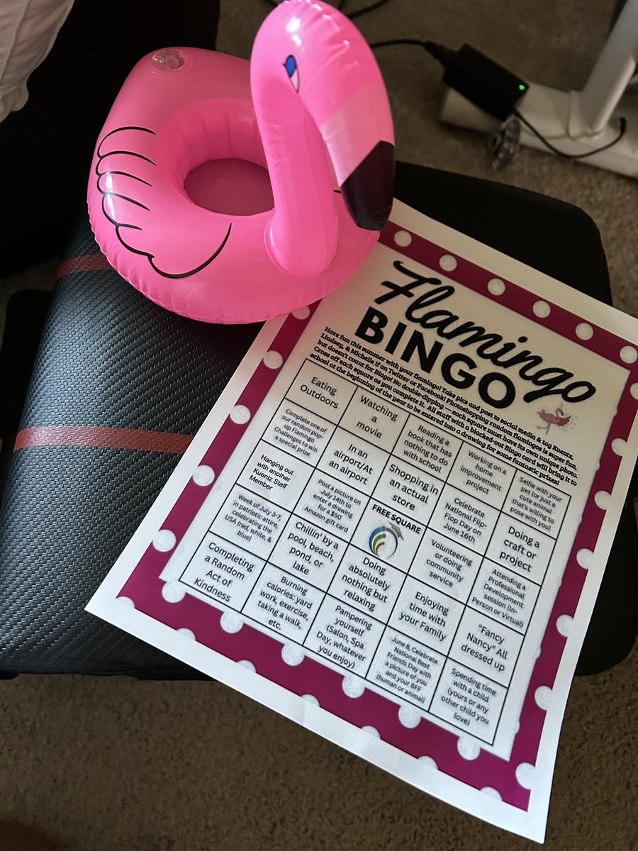 amyhammer09_amy's tweet photo. Let the flamingo bingo challenge begin! @NISDKuentz #kuentzflamingobingo #pinkytheflamingo @lchristian1125 @michellebunn07 https://t.co/u0xe8Dfcrd