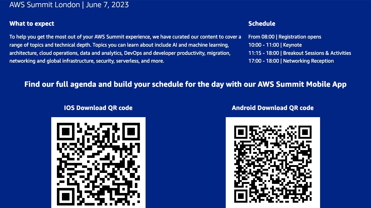 Join me on Wednesday 7th, June for AWS Summit London. 

I will follow and report on Sustainability and Artificial Intelligence sessions.

Register and get ready aws.amazon.com/events/summits…  

#AWSPartner #AWSSummit #London #UK

@awscloud @aws_uki
#cloud #AI #MachineLearning