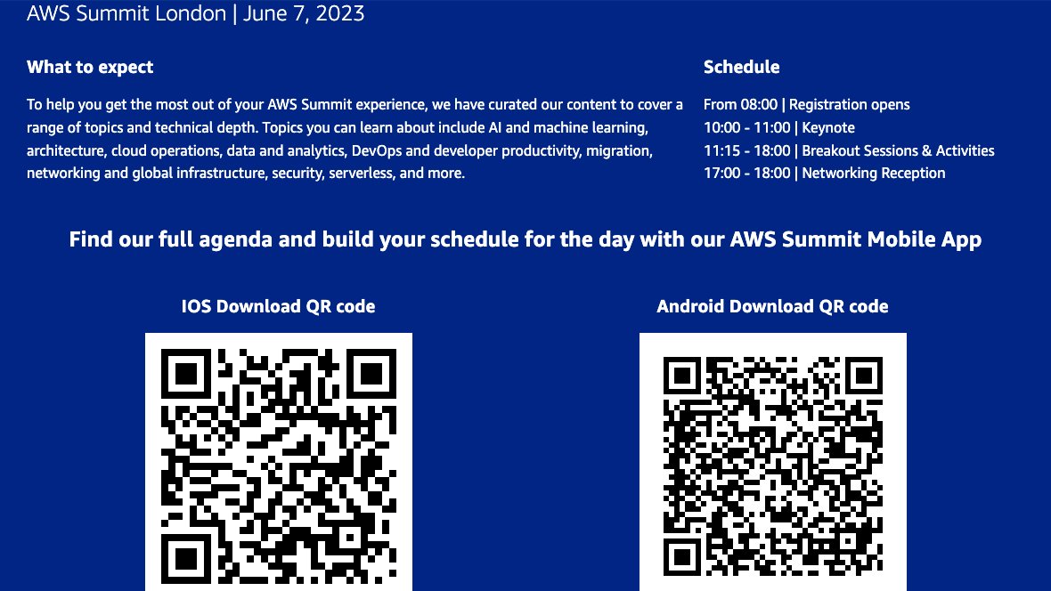 AWS Summit London 2023 Agenda Session Registration