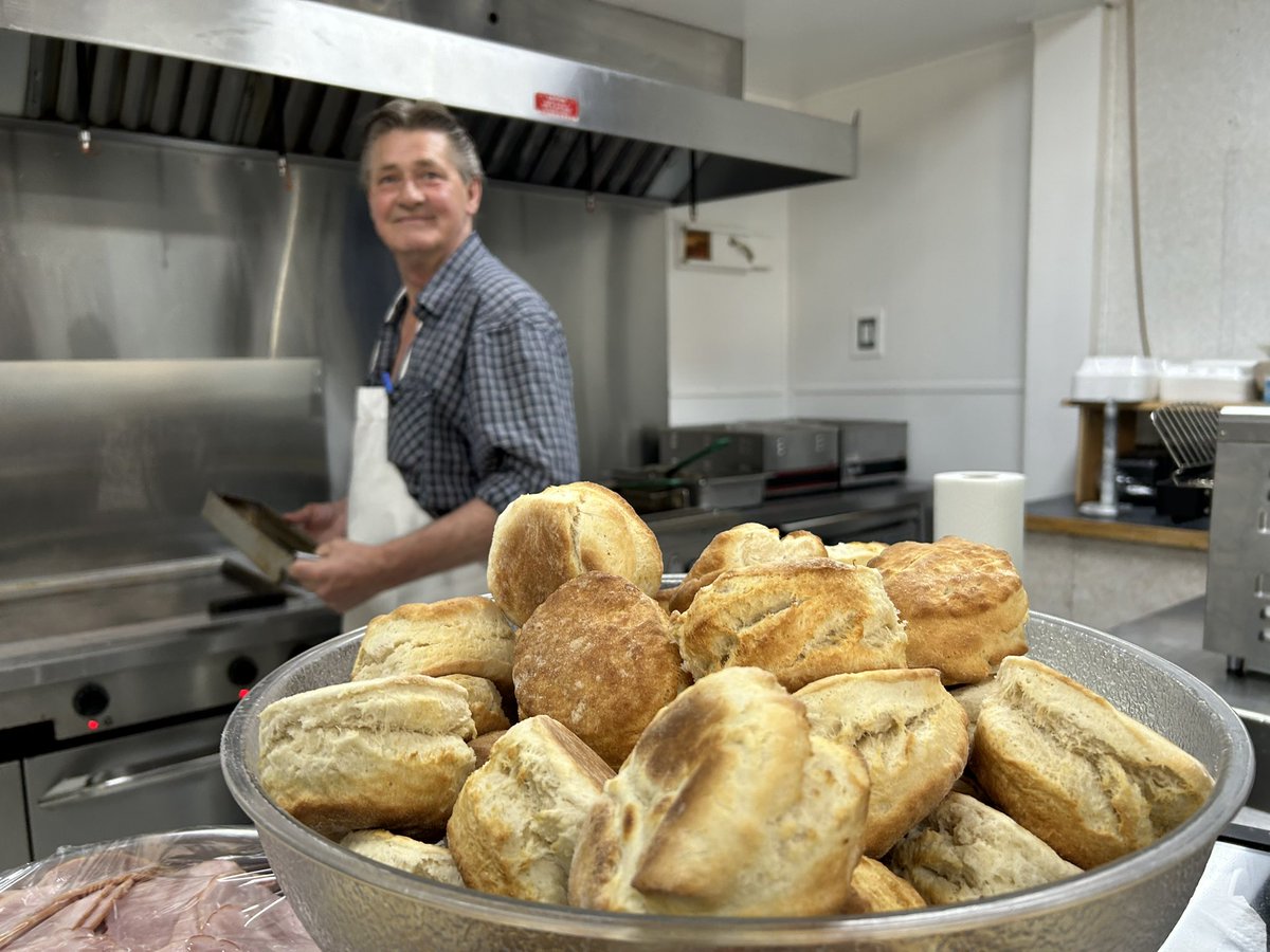 This is Francis Hill, Fort Chip’s famous bannock maker. He’s stayed behind in the community to make bannock for those who are protecting it from the wildfire. Made with love &amp; care.