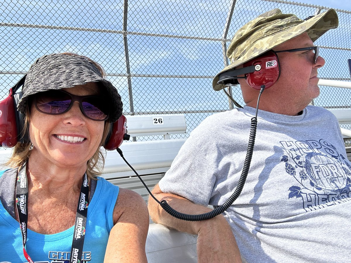 drschuette's tweet photo. All set for trucks today &amp; Cup cars tomorrow. Shopped for merch, picked up scanners and taking in qualifying. Love all the fan experiences!! Thanks @NASCAR for coming to our region! 

#EnjoyIL300 #Toyota200 #WWTR https://t.co/i9ecuJKVN8