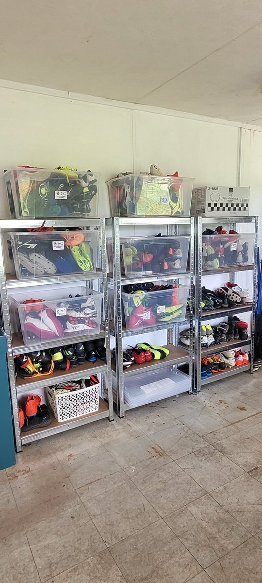 mersthamboots's tweet photo. A lovely morning spent at @MersthamFC1892 helping spruce up the club ready for the new season! How lovely is our little boot library looking now! Thank you to everyone that's supported our little venture so far @CllrFrankKelly @MersthamFC1892 @MersthamHub @StripeyStork https://t.co/fvMx6p6U3a