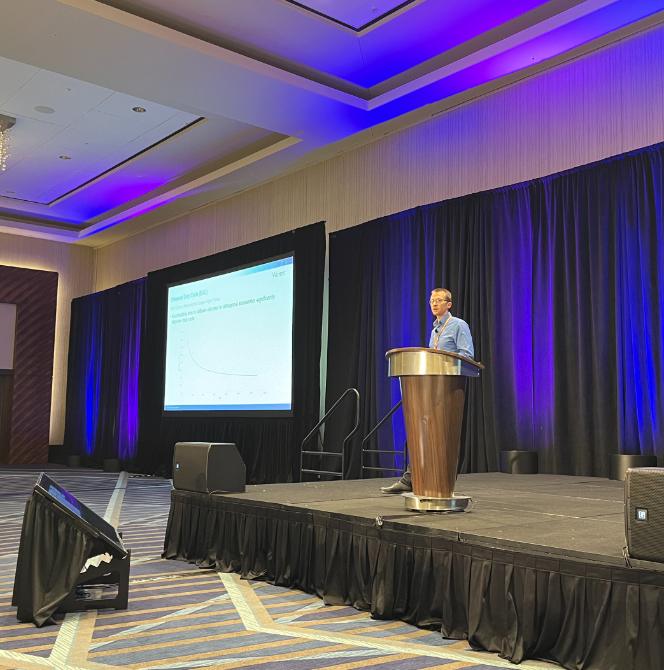 WatersAMST's tweet photo. Today he's stepped outside the lab to present at the Waters #ASMS2023 user meeting. If you are new to Multi Reflecting Time of Flight and want to know more come and talk to Team Waters in our hospitality suite. #ConnectingScience https://t.co/FNk6tbt9xr