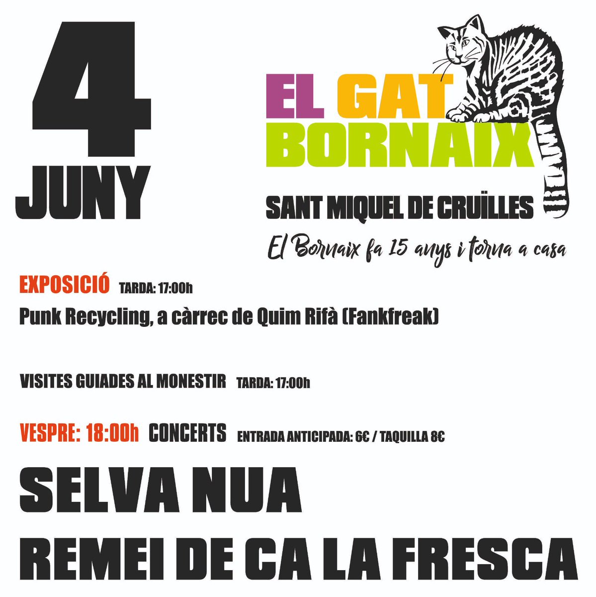 bankrobberbcn's tweet photo. Aquest diumenge serem a @elgatbornaix de Sant Miquel de Cruïlles amb @SelvaNua, compartint escenari amb @remeifresca a l'antic claustre del monestir (que ara és l'era de cals veïns). 18h. Serà maco. Veniu. https://t.co/V779cfpROf https://t.co/BColDgoJrr