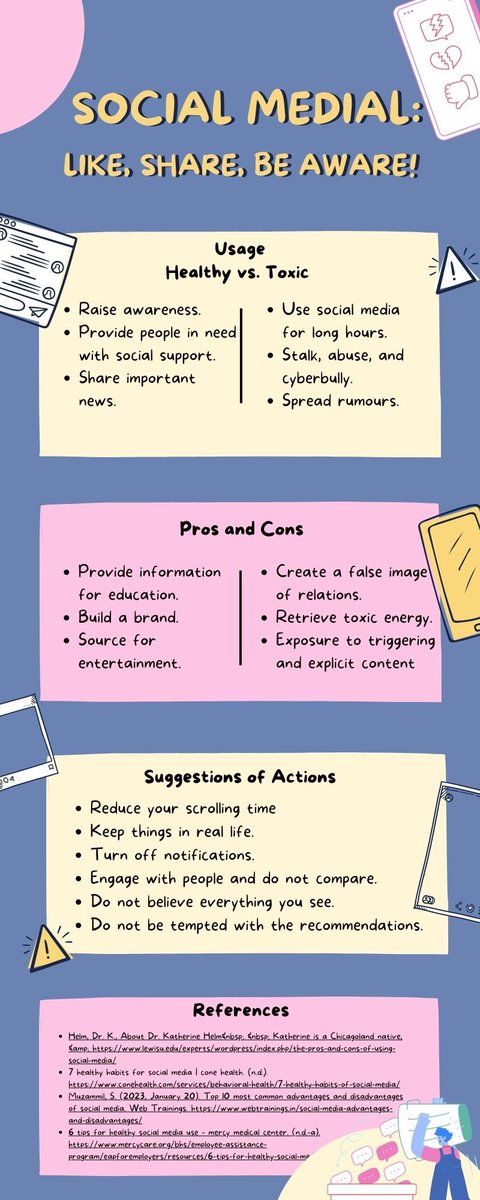 ms_llx's tweet photo. We all use social media for long hours, post parts about our life, and like a lot of different content. 
Do we really know what are the risks?

This is our course project, it would mean a lot if you share and participate 🤍

#cpis428s23 https://t.co/k7Ois6ZumT
