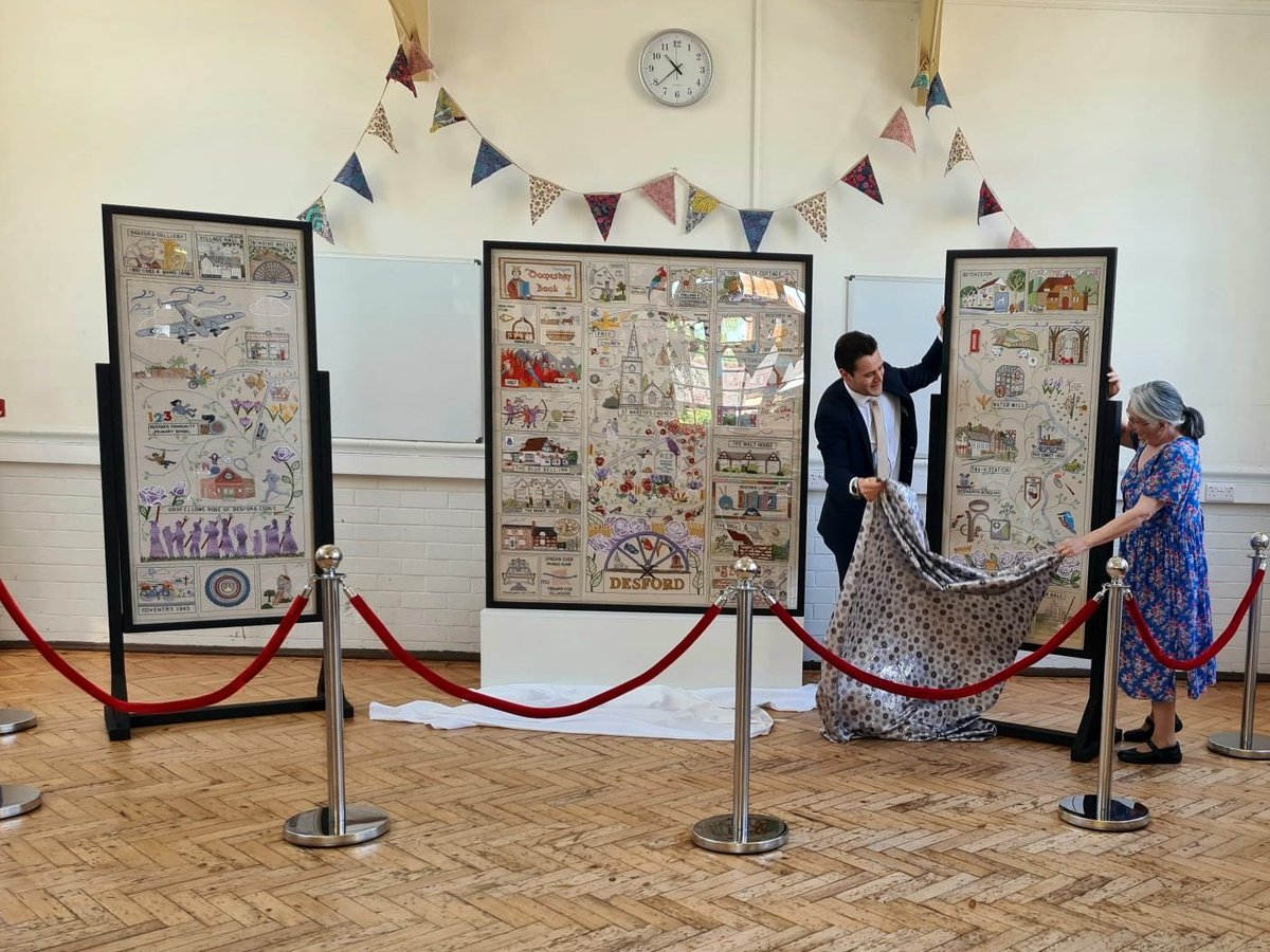 drlukeevans's tweet photo. A real pleasure today to be at the launch of the #Desford Tapestry,a phenomenal project that took 5 years!
Each panel has been intricately hand stitched & tells a story of #Desford & #Botcheston I was blown away by the talent of the group & thought that has gone into the project https://t.co/qw41u9rBIe