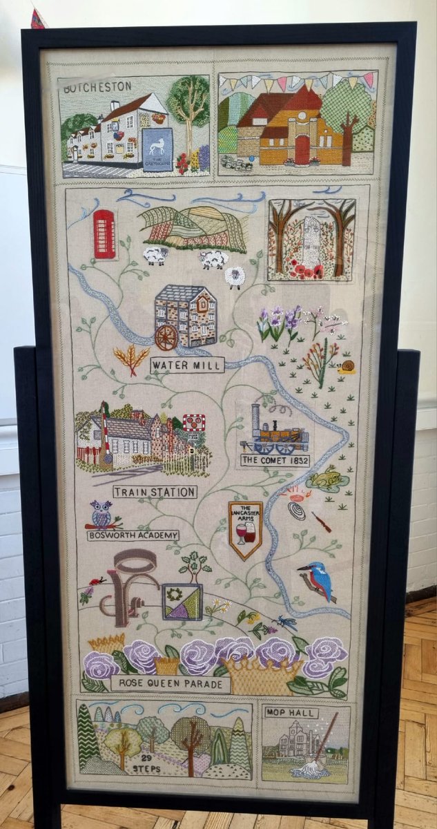 drlukeevans's tweet photo. A real pleasure today to be at the launch of the #Desford Tapestry,a phenomenal project that took 5 years!
Each panel has been intricately hand stitched & tells a story of #Desford & #Botcheston I was blown away by the talent of the group & thought that has gone into the project https://t.co/qw41u9rBIe