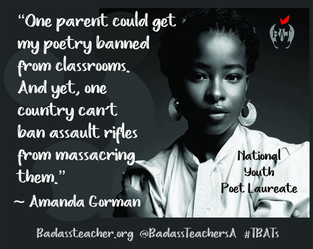 Badass Teachers Asso (@badassteachersa) on Twitter photo Banning books but not assault rifles. Doesn't make sense.
Free People Read Freely! #TBATs #EndGunViolence #MassacrePrevention dianeravitch.net/2023/05/29/des… <a href="/ALALibrary/">American Library Association</a> <a href="/PENamerica/">PEN America</a> <a href="/TheAmandaGorman/">Amanda Gorman</a> <a href="/MomsDemand/">Moms Demand Action</a> <a href="/Everytown/">Everytown</a>
@AMarchForOurLives <a href="/DianeRavitch/">Diane Ravitch 🇺🇸🇺🇦📚🌈🗽🌹🇨🇱❤️</a> Banning books but not assault rifles. Doesn't make sense.
Free People Read Freely! #TBATs #EndGunViolence #MassacrePrevention dianeravitch.net/2023/05/29/des… <a href="/ALALibrary/">American Library Association</a> <a href="/PENamerica/">PEN America</a> <a href="/TheAmandaGorman/">Amanda Gorman</a> <a href="/MomsDemand/">Moms Demand Action</a> <a href="/Everytown/">Everytown</a>
@AMarchForOurLives <a href="/DianeRavitch/">Diane Ravitch 🇺🇸🇺🇦📚🌈🗽🌹🇨🇱❤️</a>