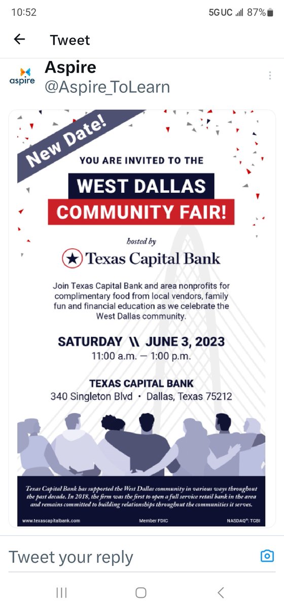 coachdibi's tweet photo. Aspire getting set up for the @txcapitalbank for the Community Fair!! Come join us!!  #Westdallas https://t.co/H6fsKnkLkW