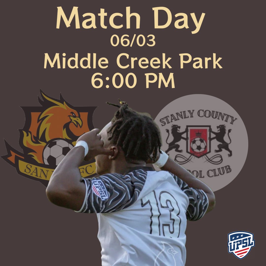 Match Day at Home 🏠 
📍 Middle Creek Park 
⏰ 6:00 PM Kick Off
vs @stanly_countyfc ⚽️