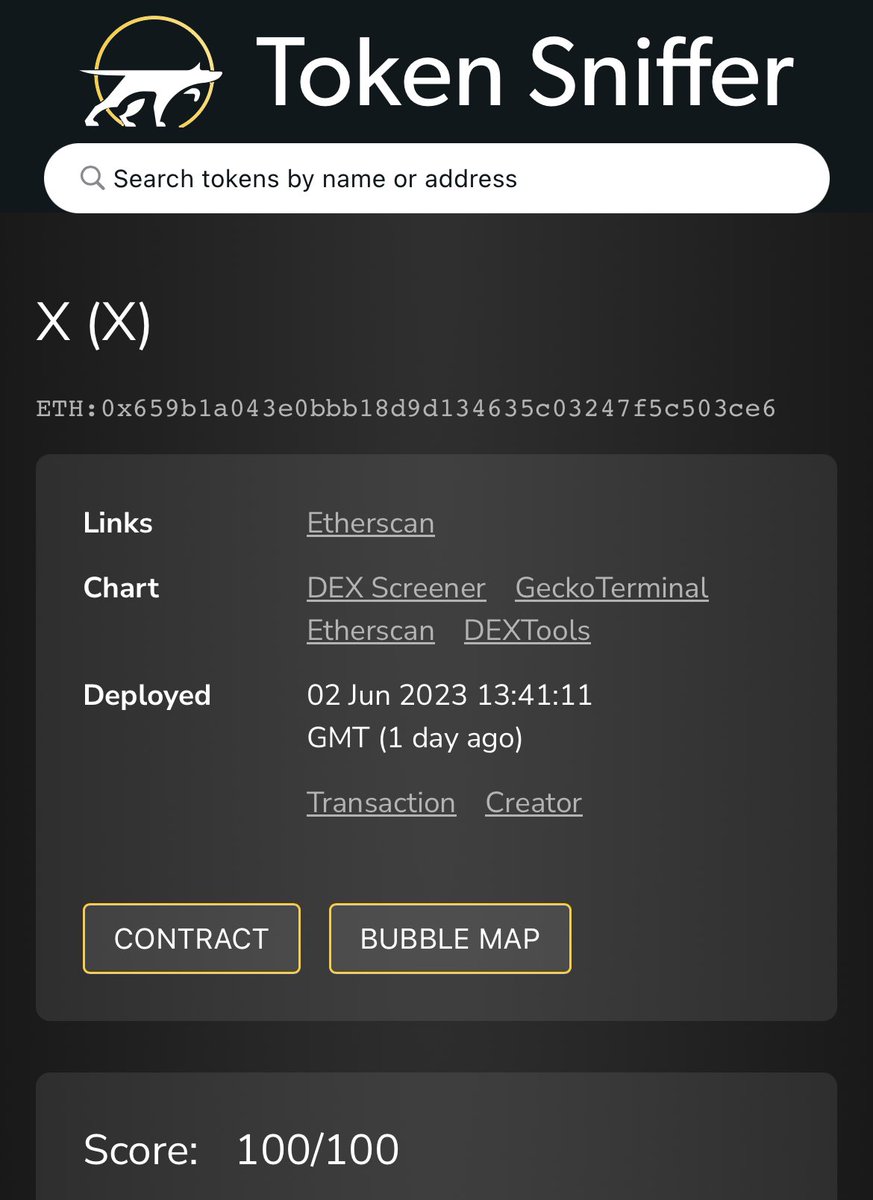 $X is 100/100 on Token Sniffer 💯 

You can buy into a string community early, or keep getting rugged. What’s your choice?