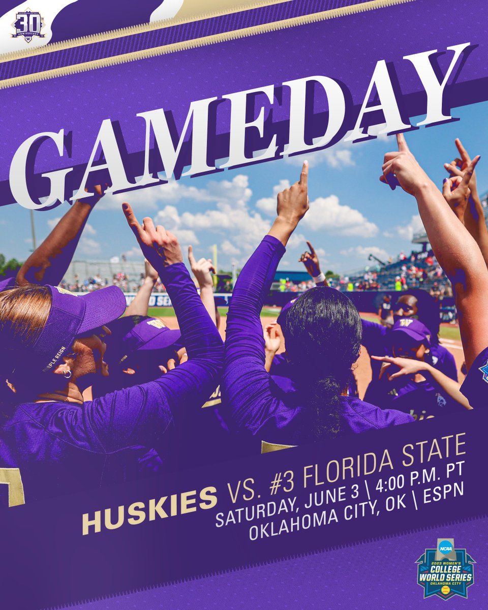 UWSoftball's tweet photo. Saturday showdown 👊

🆚 Florida State
🏟 USA Softball Hall of Fame Stadium
⏰ 4 p.m. PT/6 p.m. CT
📺 ESPN
📲 https://t.co/HwgHRMC37J
📊 https://t.co/bQO1uLh5mX
📻 https://t.co/WZX6tkCr2C

#MightyAreTheWomen https://t.co/1l9Wt4wL60