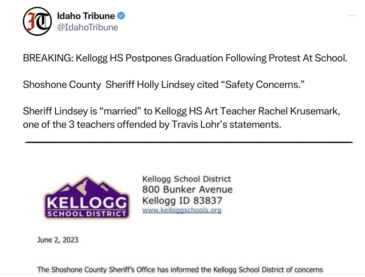 A public school student in small town Idaho says there are only 2 types of people - male and female. A bus driver gets fired and graduation gets canceled. The school principal is from Fresno and Boise. Tell me again how public schools are working? #idleg #idpol @freedomcaucusID