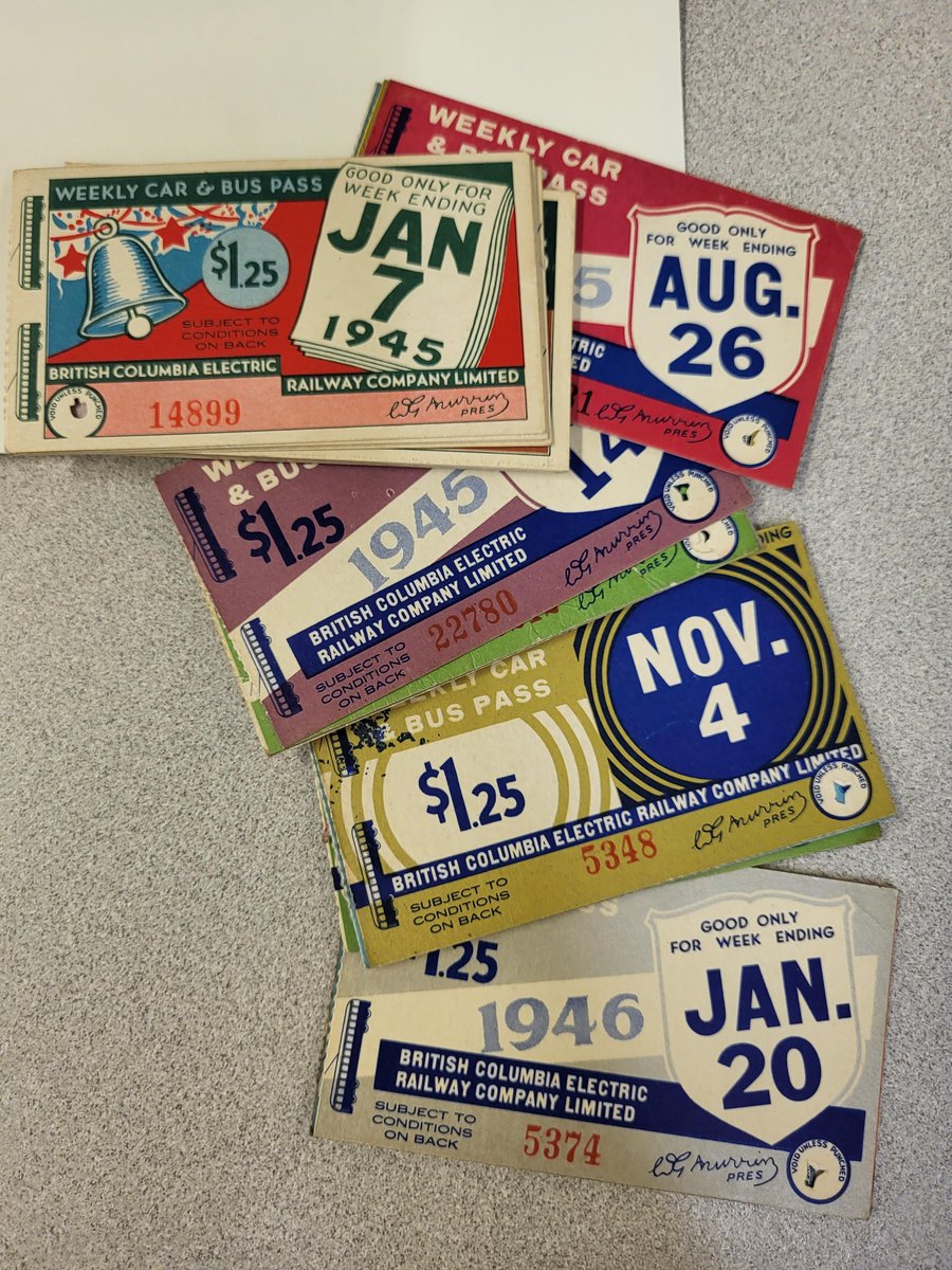 VanArchives's tweet photo. #VanArchives90th - Today's 90 to the 90th is the Cecil N. Akrigg collection, AM909. Consisting of 52 British Columbia Electric Railway Company weekly car and bus passes. Donated by Cecil Akrigg in 1986. Dates: 1941-1947
https://t.co/v9COgqfjWy
#bctransit #bcer #buspasses https://t.co/Gov30bbuUr