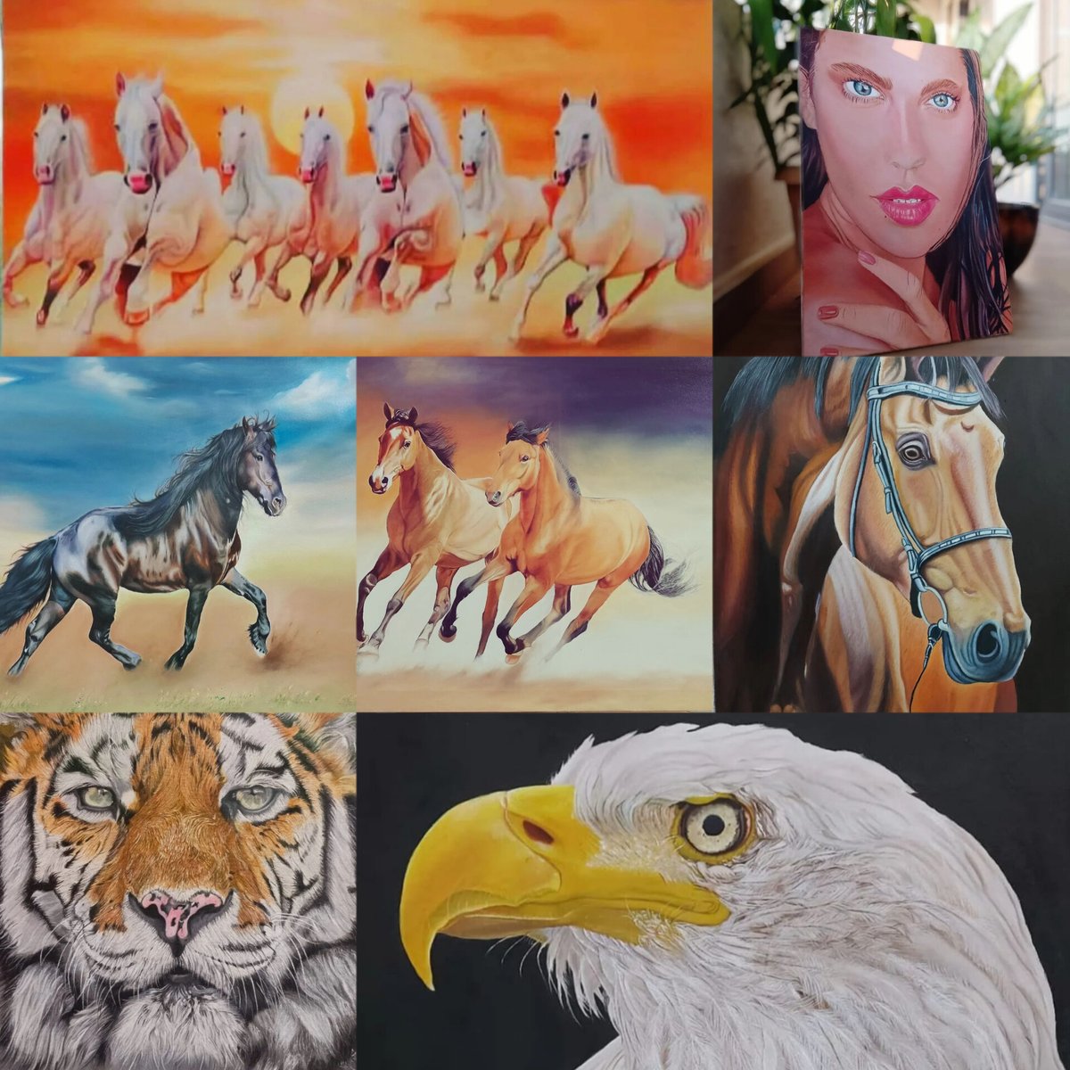 Some of my oil paintings || as a wildlife artist it's my first choice to make animal's portrait..I feel  soul peace whenever I make animal's portrait...
#art #AnimalsLover #oilpainting #canvas #artistsontwitter #naturelovers #horsepainting