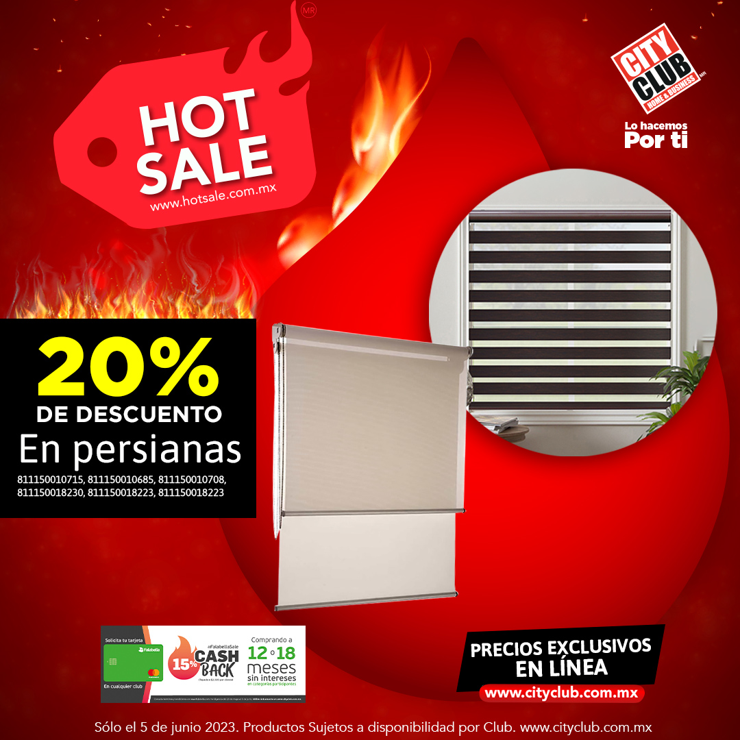 CityClubmx's tweet image. Decora tu hogar este HOT SALE 🔥 y ahorra 20% de descuento en persianas 🤩 (Sólo hoy). ¡Te esperamos! 👉 bit.ly/3kDJFnZ #CityClub #HOTSALE #Persianas #Hogar