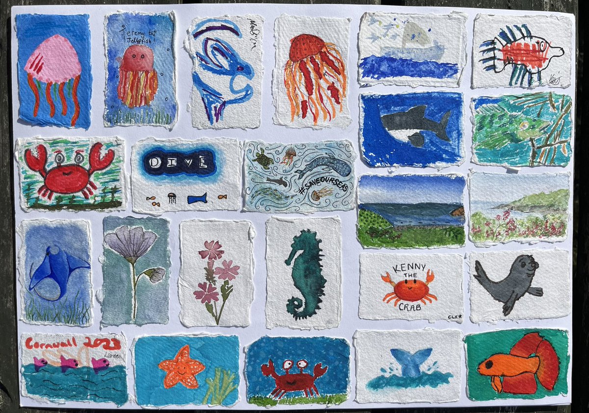 Clydeview_Art's tweet image. Pupils spent their last day at Coverack, enjoying a coastal walk and some tasty ice-cream before returning to camp to present their Ocean influencers posters #diveprojectcornwall. Artwork made by the group was presented to Andy and his amazing team. @clydeview_a