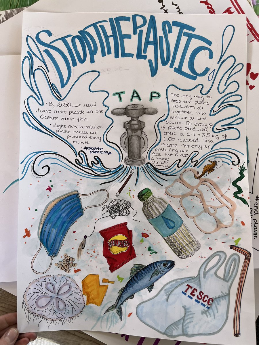 Clydeview_Art's tweet image. Pupils spent their last day at Coverack, enjoying a coastal walk and some tasty ice-cream before returning to camp to present their Ocean influencers posters #diveprojectcornwall. Artwork made by the group was presented to Andy and his amazing team. @clydeview_a