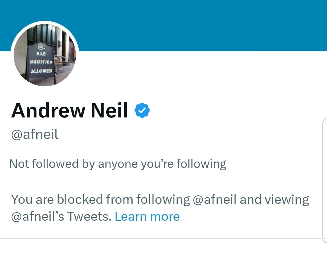 Andrew Neil blocked me for presenting an article he wrote only 2 years ago.