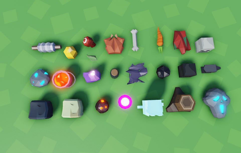 Feast your eyes on these! 👀 (They’d probably give you a belly ache if you ate them..)

All drops of Mob Farm Tycoon are finalised! 

#Roblox #RobloxDev #ROBLOX #MobFarmTycoon #Blender