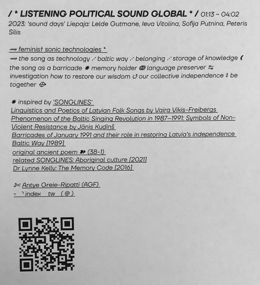 reconsound's tweet photo. 'song as technology' - Baltic Way
🔊 https://t.co/zwzCwHc3Ur

#sounddays Liepaja #Latvia 

⟿ storage of knowledge ❰ the song as a barricade ✸ memory holder ↂ language preserver ↹ investigation how to restore our wisdom ↺ our collective independence https://t.co/LBMm4A9LI2