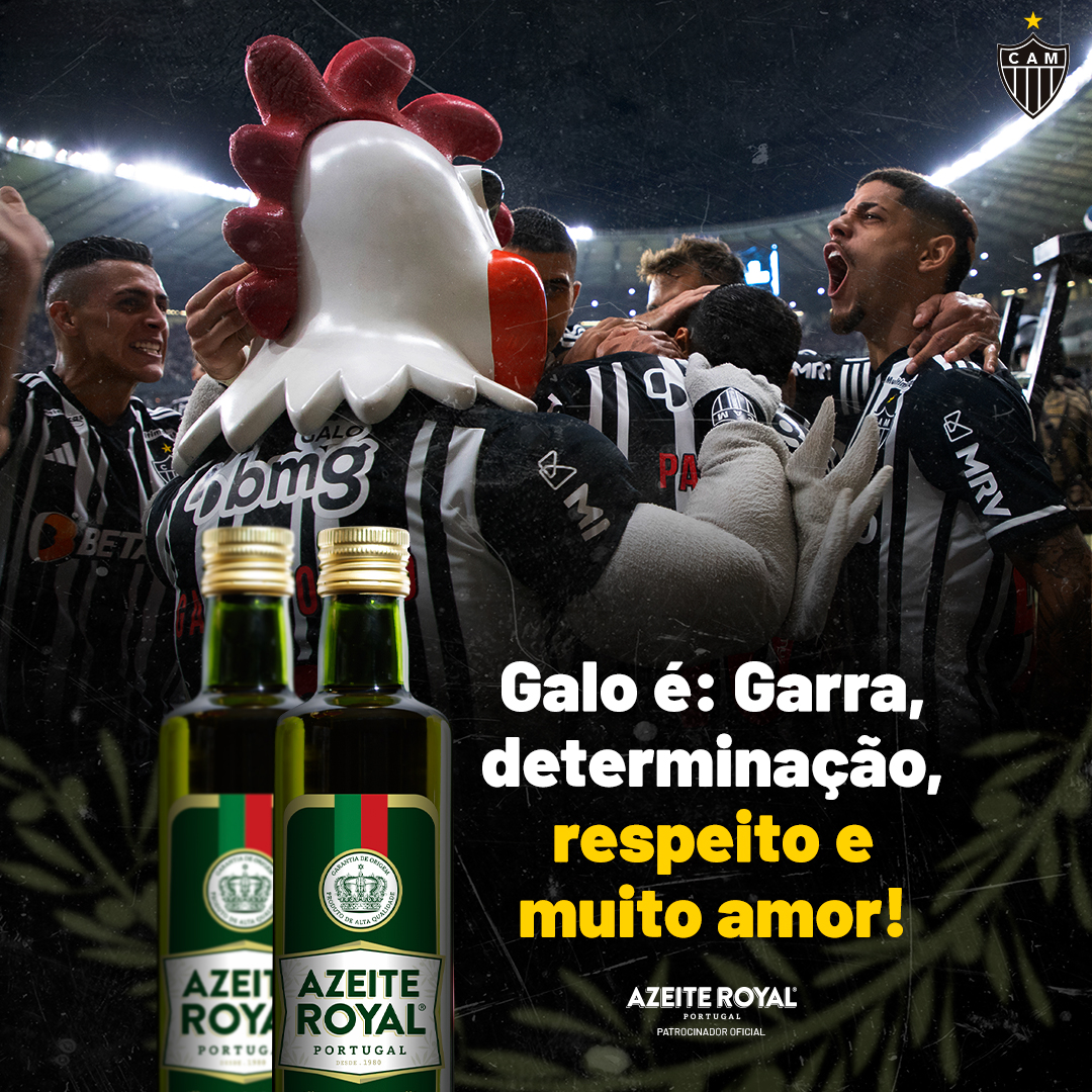 Atletico's tweet photo. Galo é: Garra, determinação, respeito e muito amor!

#VamosGalão #oGaloagoraéRoyal #azeiteextravirgem #azeiteroyal https://t.co/fFBNJ06jvK