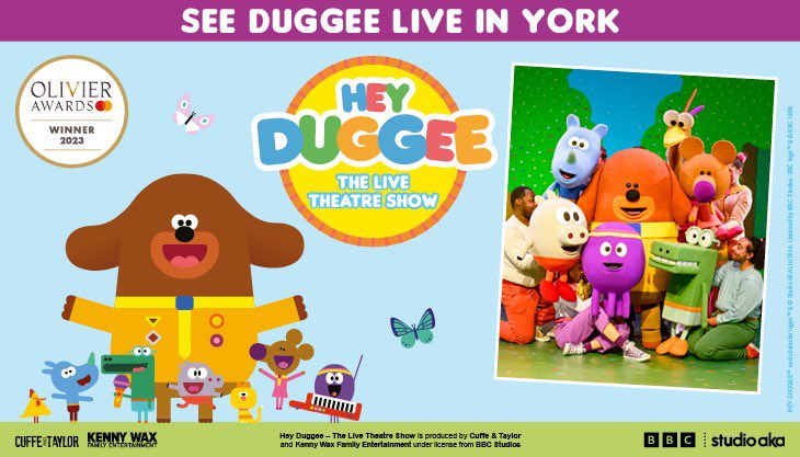 R2gHarrogate's tweet photo. Duggee is heading out on his first ever tour, and his stopping off at the York Theatre Royal to bring fun and laughter to all the Squirrels!

For your chance to win 4 x tickets to see Hey Duggee, simply enter here: https://t.co/VXST4SKwkQ #heyduggee #raring2go https://t.co/2f8vlHESy8