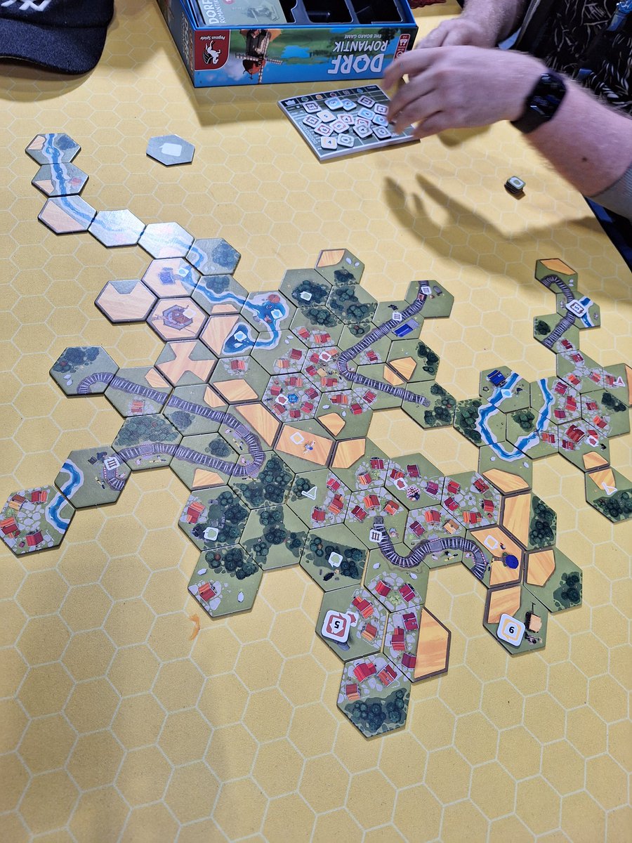 Making a pretty and satisfying town with the Dorf Romantik board game 😊