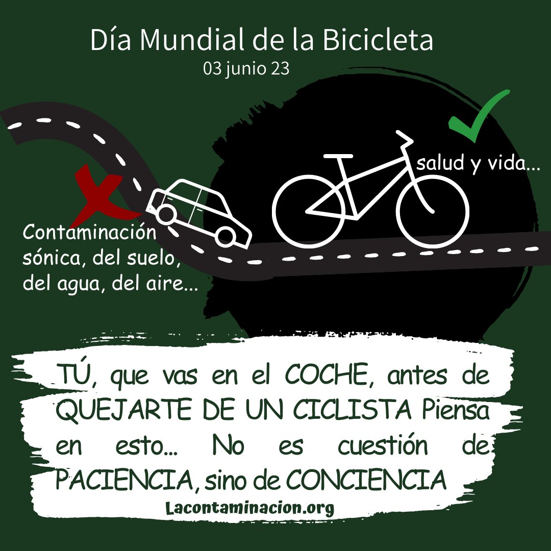 Hoy es el #DiaMundialDeLaBicicleta 🌎🚲🚴🚵Hay que fomentar más el uso de la #bicicleta,para ganar #salud y contribuir positivamente al #medioambiente.Ls gobiernos deben tomar  iniciativas que promuevan el uso de la bicicleta y aplicar leyes que protejan la vida de los #ciclistas