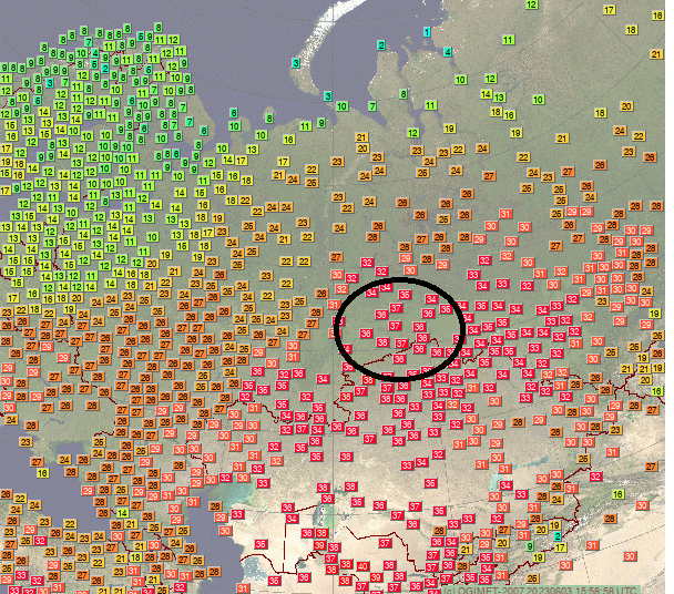 World climatic history writes a new incredible page today with an extreme heat wave in #Siberia
Temperatures exceeded 38C between lat 55N/57N.

38.3C Kurgan 
37.9C Jalturovosk   hottest day in history ! (for any month)  
36.8C Tjumen  June  record
36.2C Vikulovo  June record
etc