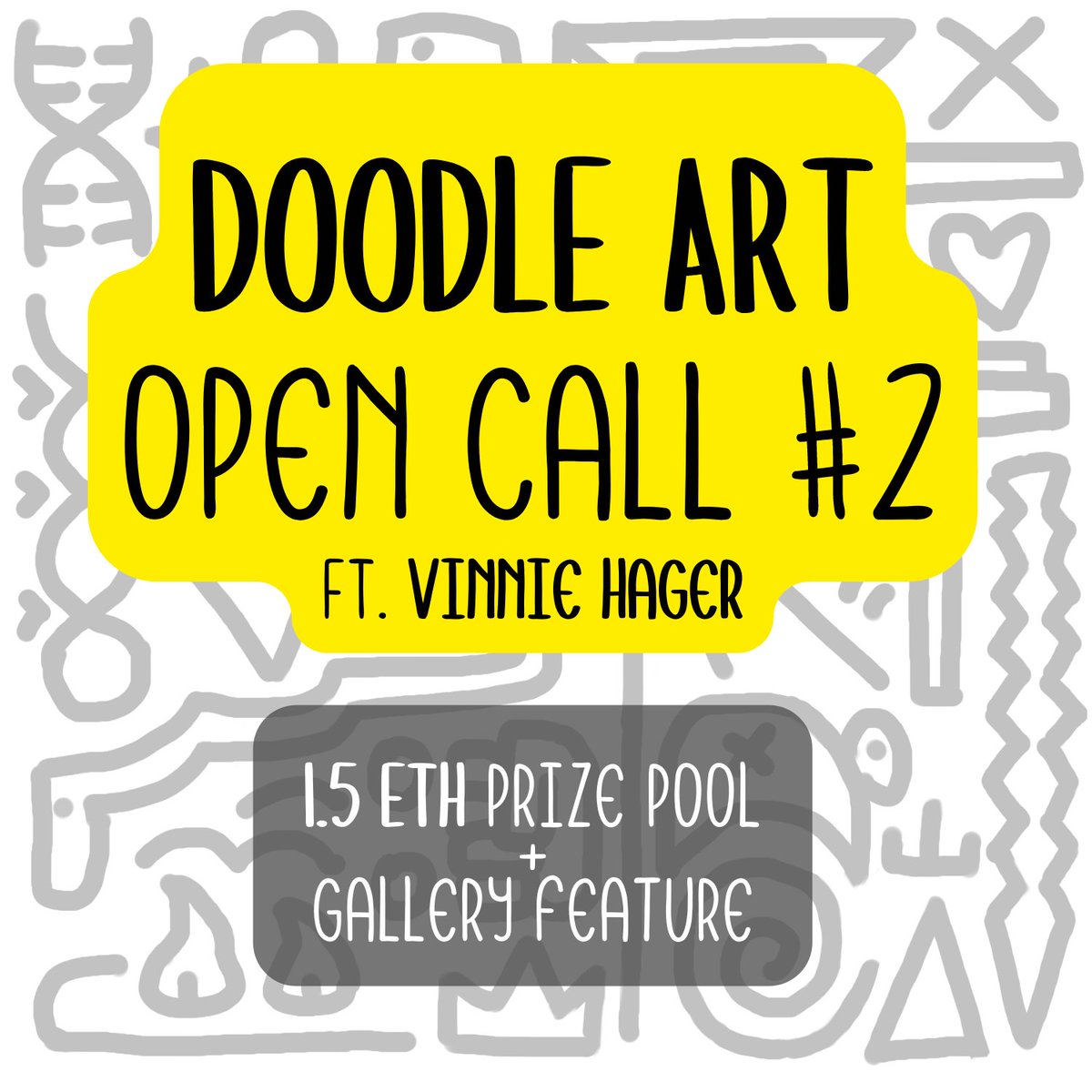 📢 GM! - We're excited to announce a new Open Call for Doodle Art featuring guest curator <a href="/VinnieHager/">Vinnie</a>!

@Michael_Chestr + <a href="/evbuilds/">evbuilds</a> are personally committing a 1.5 ETH prize pool to celebrate the dedication of those who show up everyday.

It's time to let loose &amp; have fun 🧵👇