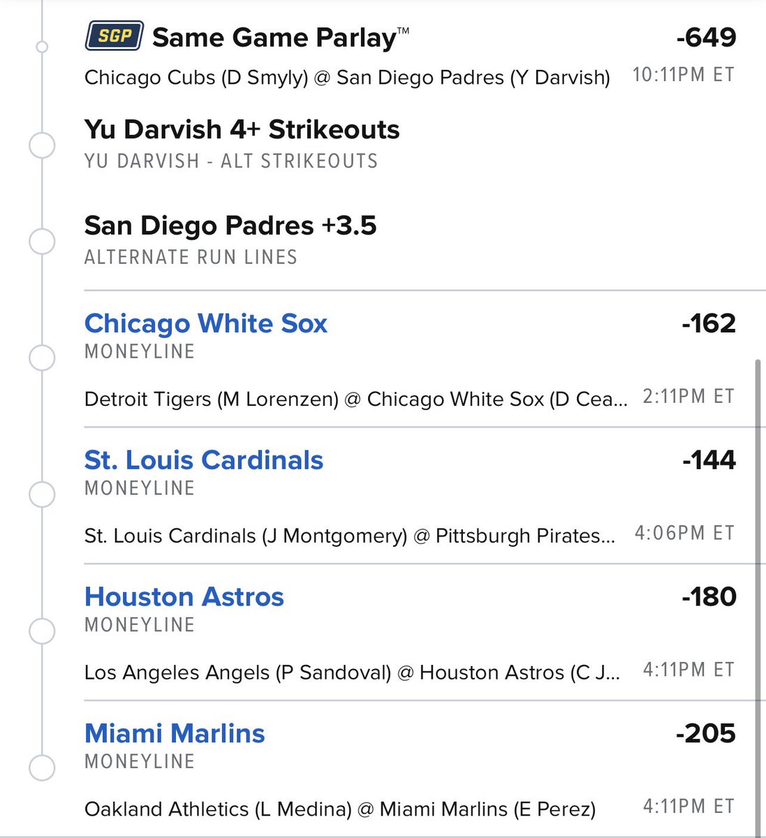 Longshot #MLB #SameGameParlay for today! Let’s get it #GamblingTwitter fam!