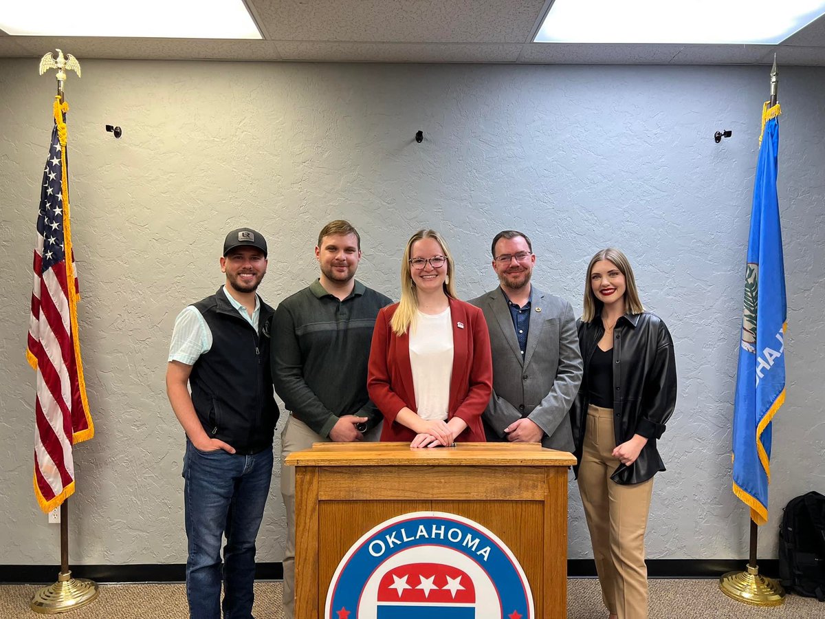 OKYROfficial's tweet photo. We just completed our OKYR state convention! 

Congratulations to our 2023-2025 state executive committee! 

Daniel Seitz - National Committeeman 
Jack Osborn - Vice Chair
Taylor Broyles - Chairwoman 
Jonathan Beck - Secretary/Treasurer
Lindsey McSparrin - National Committeewoman https://t.co/4BMScmO6lI