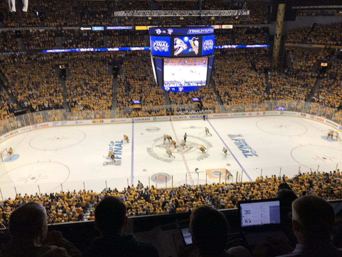SteveLayman's tweet photo. Six years ago today. First ever Stanley Cup Final game in Nashville. #Preds won. Smashville was unbelievable. And the scene outside was unlike anything hockey had seen. https://t.co/VXr9n1Kd9M