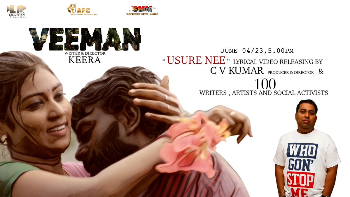 Kollywoodtoday's tweet photo. #UsureNee 🎼 Lyrical video from #Veeman 🐘 will be revealed by Director / Producer @icvkumar & 1⃣0⃣0⃣ more celebrities on tomorrow 5⃣ PM
@dir_keeraa @LemuriyanCinema
@lemuriyan_music @music_jit
@Sivasuriapandi2 @mukilan_p
@Balajimuniyandi @anuradhasrirams @pro_guna https://t.co/JFOo3pgMk7