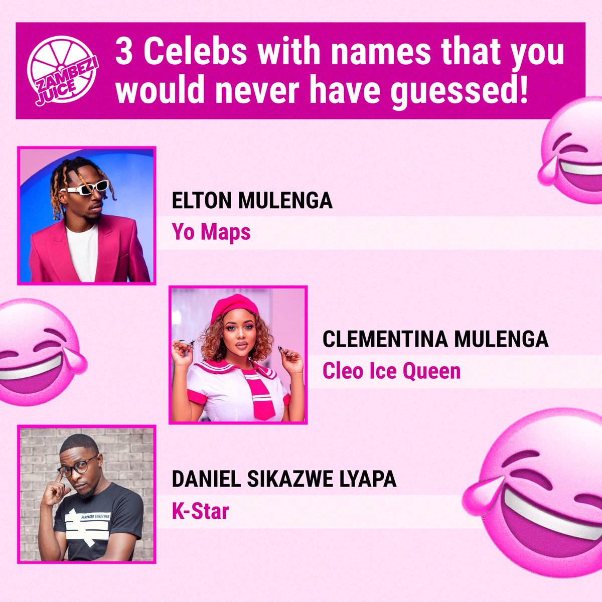 ZambeziJuice's tweet photo. 🤣 ONLY TRUE FANS KNOW THIS!!!! 
Did you know this?

#Celebrity #Lifestyle #FamousNames #Musicians #Artists #Zambia #ZambeziJuice https://t.co/4Dnphg6N7m