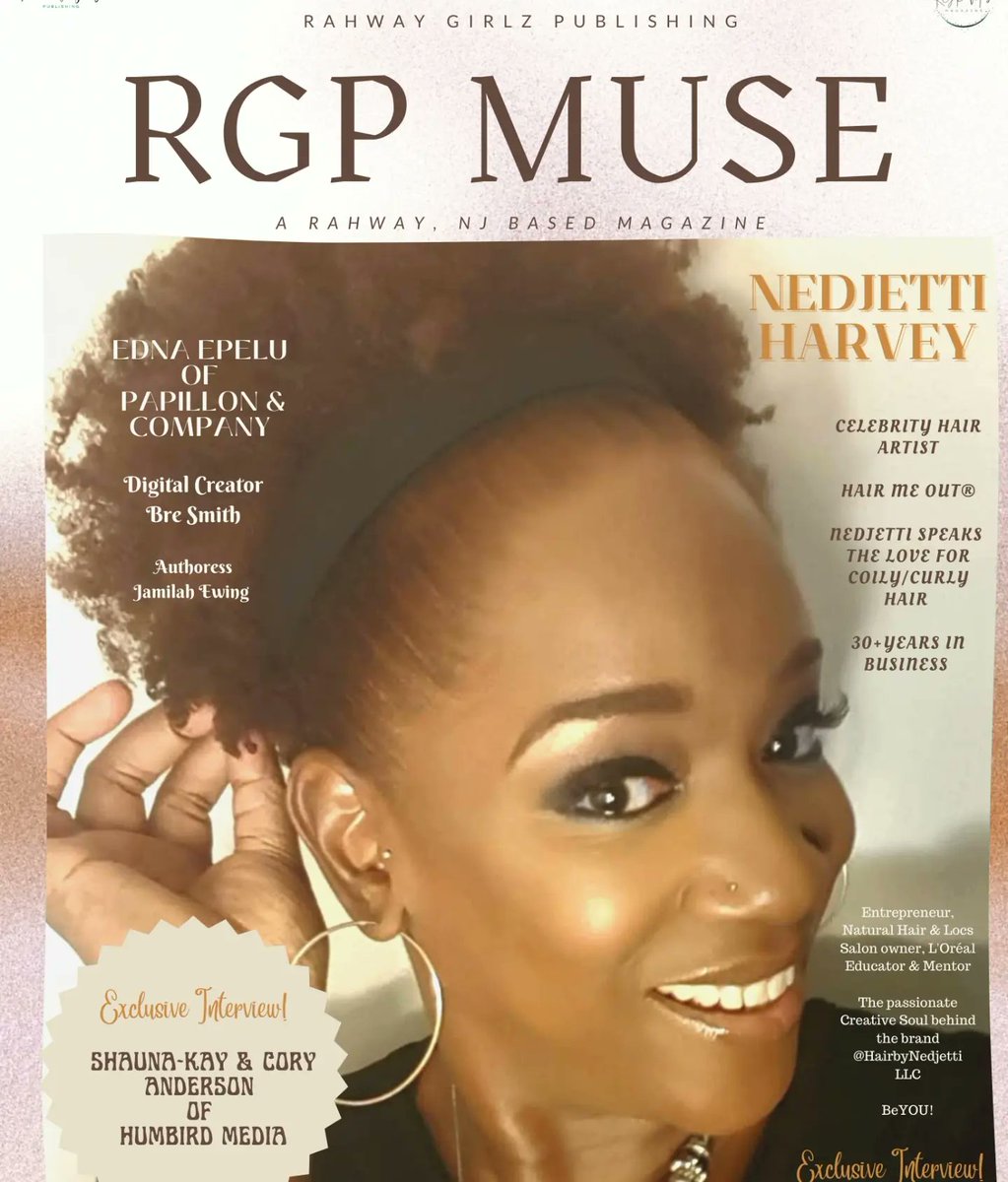 HairbyNedjetti's tweet photo. #HairMeOut® Coming 
🔜 #ForTheCulture
#NedjettHarvey #RGPMuseMagazine July 2023 Cover Alert✂️

#Nedjetti is honored to grace #RGPMuse Magazine!

#HairbyNedjetti LLC is elated to share my 30+yrs God's guiDANCE journey as an #Entrepreneur Celebrity #HairArtist #Cosmetologist #NaturalHair & #Locs Salon owner, #LOreal #NaturalHairEducator & #Mentor 💇🏾‍♀️

Buy previous RGP Muse issues
https://t.co/klNeiTAPLX

#BlackWomenOwned family business ❤️🖤💚

#BeYOU 👑