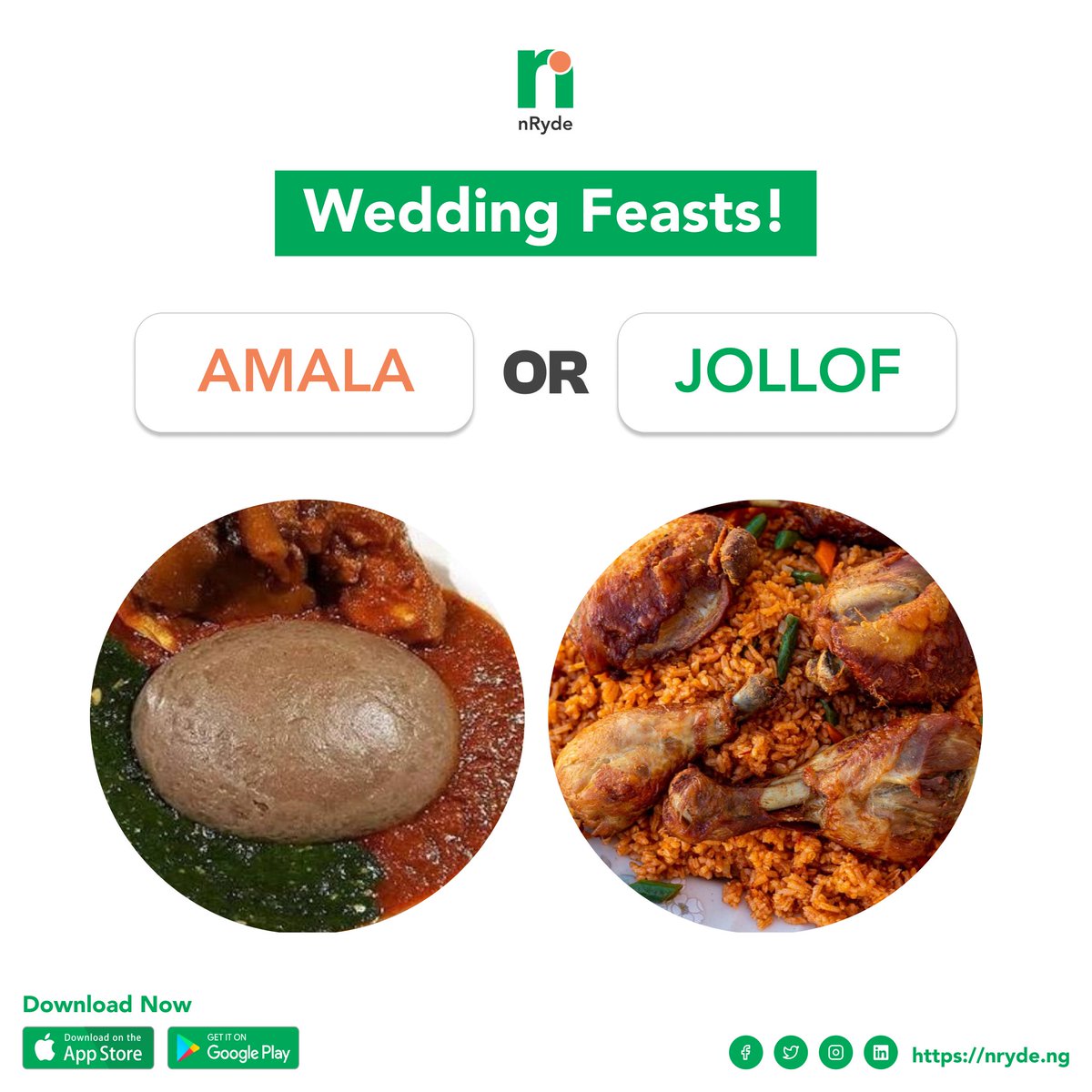 nRyde_Ng's tweet photo. What Do You Usually Eat at Weddings: Amala or Jollof? Cast Your Vote!
It's wedding season, and we're curious: when you attend a wedding, what's your go-to dish? Are you team Amala or team Jollof? Cast your vote and let's settle the delicious debate! 🍽️✨ #WeddingFeasts #AmalaVsJollof #FoodieDebate
#WeddingFeasts #AmalaVsJollof #FoodieDebate #WeddingSeason #DeliciousDilemma #FoodLovers #AmalaLovers #JollofLovers