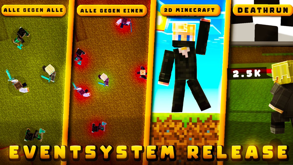 Wir machen heute unser 
EVENTSYSTEM öffentlich! 🤩

Ab heute ist das EVENTSYSTEM spielbereit und 
kann von jedem YOUTUBER/STREAMER genutzt 
werden. 🍿

Einen SERVER erstellen kann jeder ab dem
PREMIUM+ Rang! Mitspielen 🌍 darf dann 
natürlich jeder! 🥰