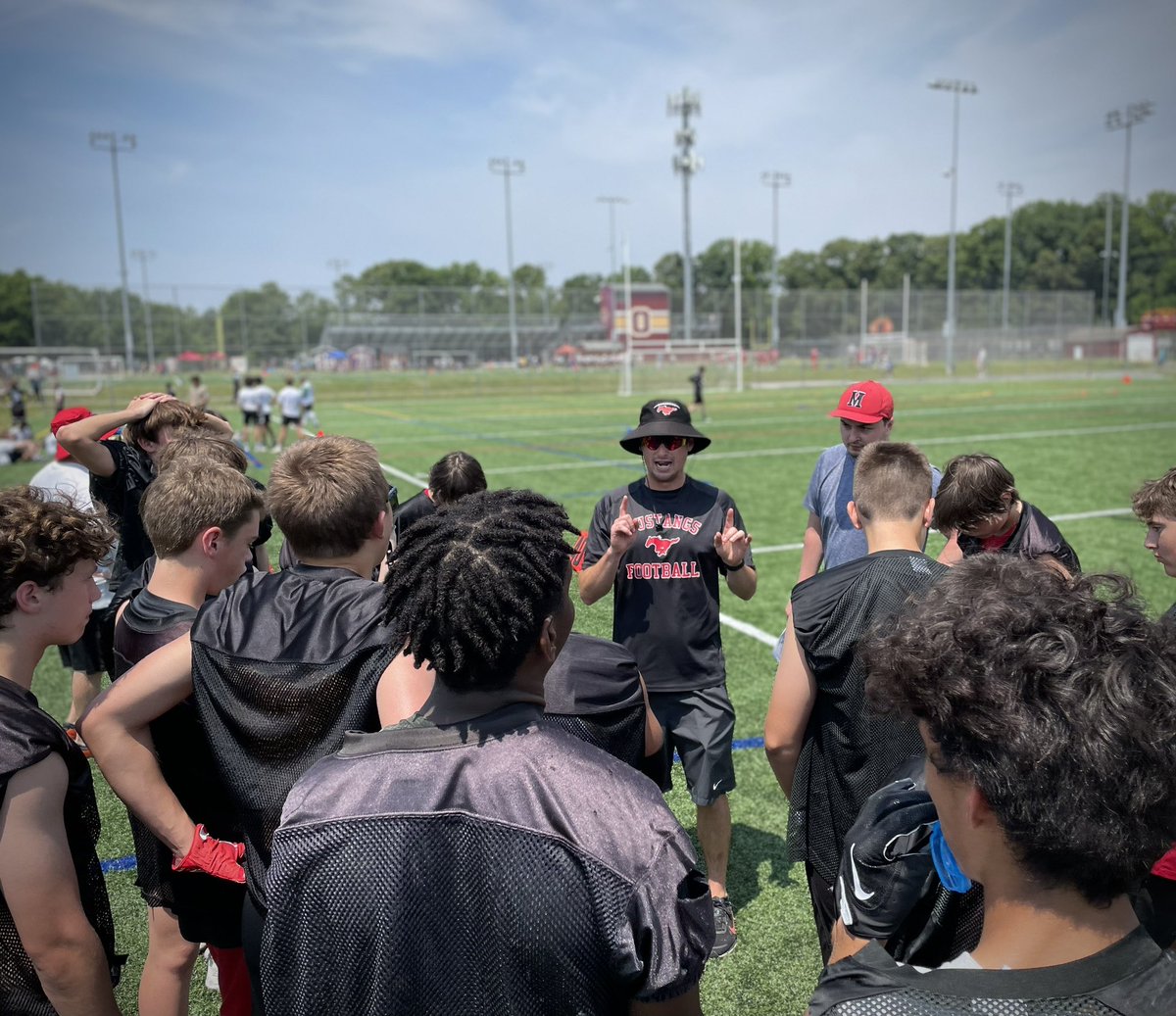 All eyes on <a href="/CoachPJAnderson/">Coach Anderson</a> this morning! <a href="/MeridianMstangs/">Meridian High School</a> Football is in good hands! #TeamFCCPS