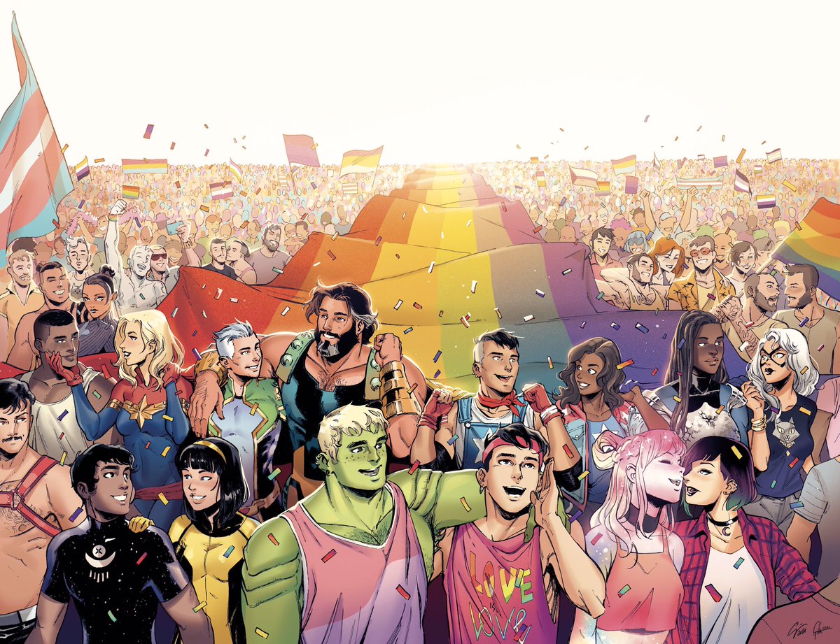 Happy Pride Month to all! building spaces to be proud all year long 🏳️‍🌈 A double splash I made for “Marvel’s Voices: Pride #1” two years ago 👇