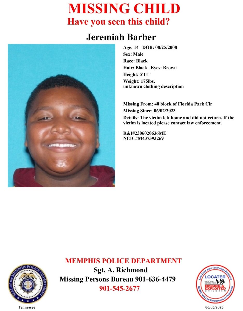 Have you seen Jeremiah Barber?
Report #2306020636ME