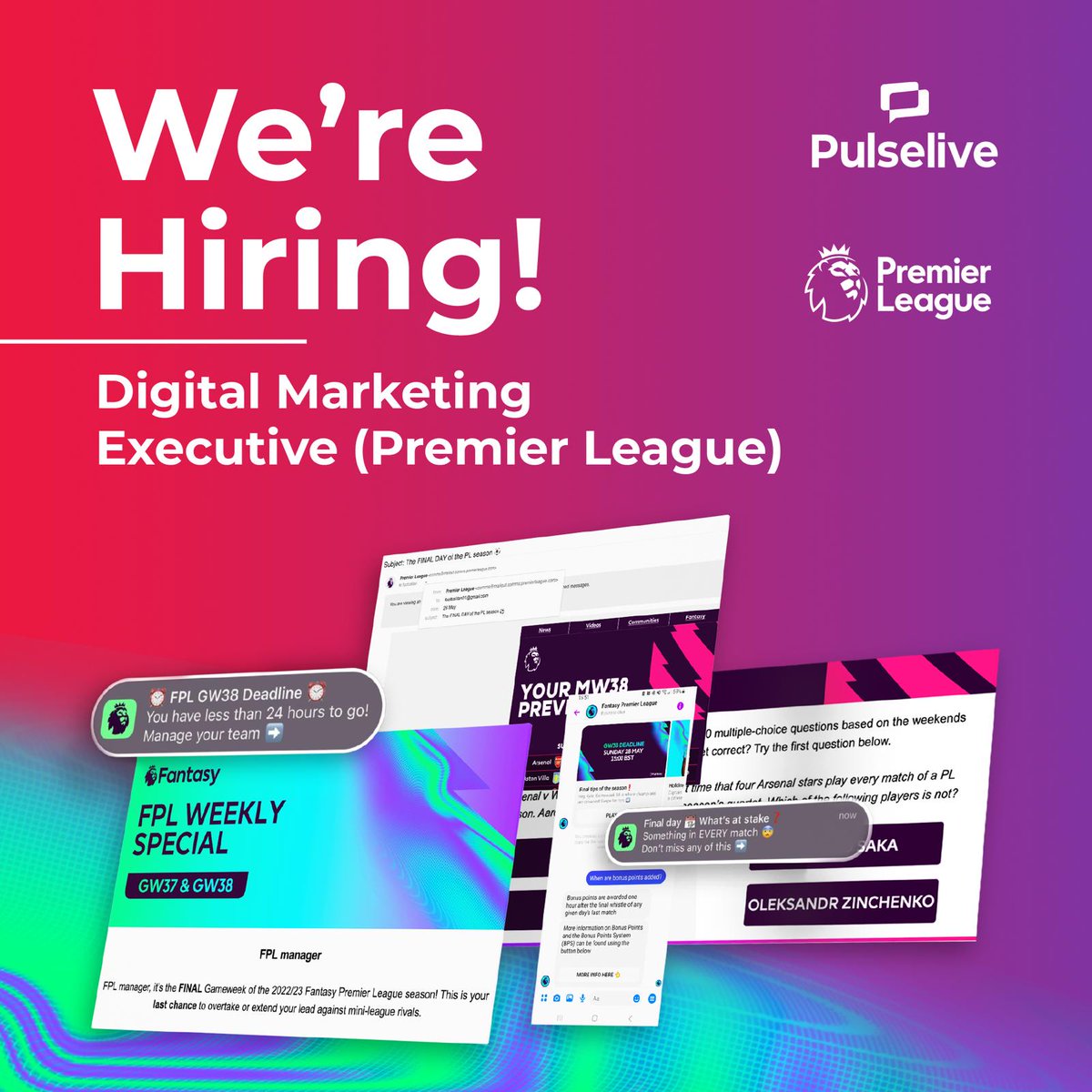kyleprofile_'s tweet photo. I'm looking for two digital marketing executives to join the team and assist with the Premier League's growing fan engagement offering.

Successful applicants will be hired by @pulselive, so please apply via their link below.

https://t.co/xSH8jndqgg

#digitalmarketing #digital https://t.co/VaUDIx3pOx