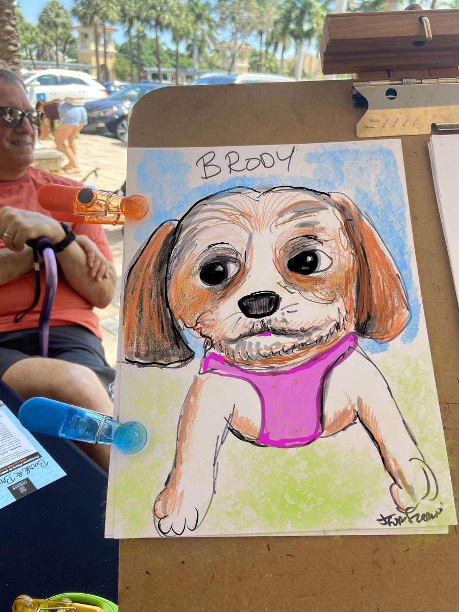 #DogOwners #DogLovers #CommunityEvent “Bark & Brunch” in #BoyntonBeachFlorida included #PetCaricatures by #BocaRatonCaricatureArtist Jeff Sterling. For #Caricaturist availability at your #Party between #Miami and #WestPalmBeach 305-831-2195 FloridaPartyArt.Com