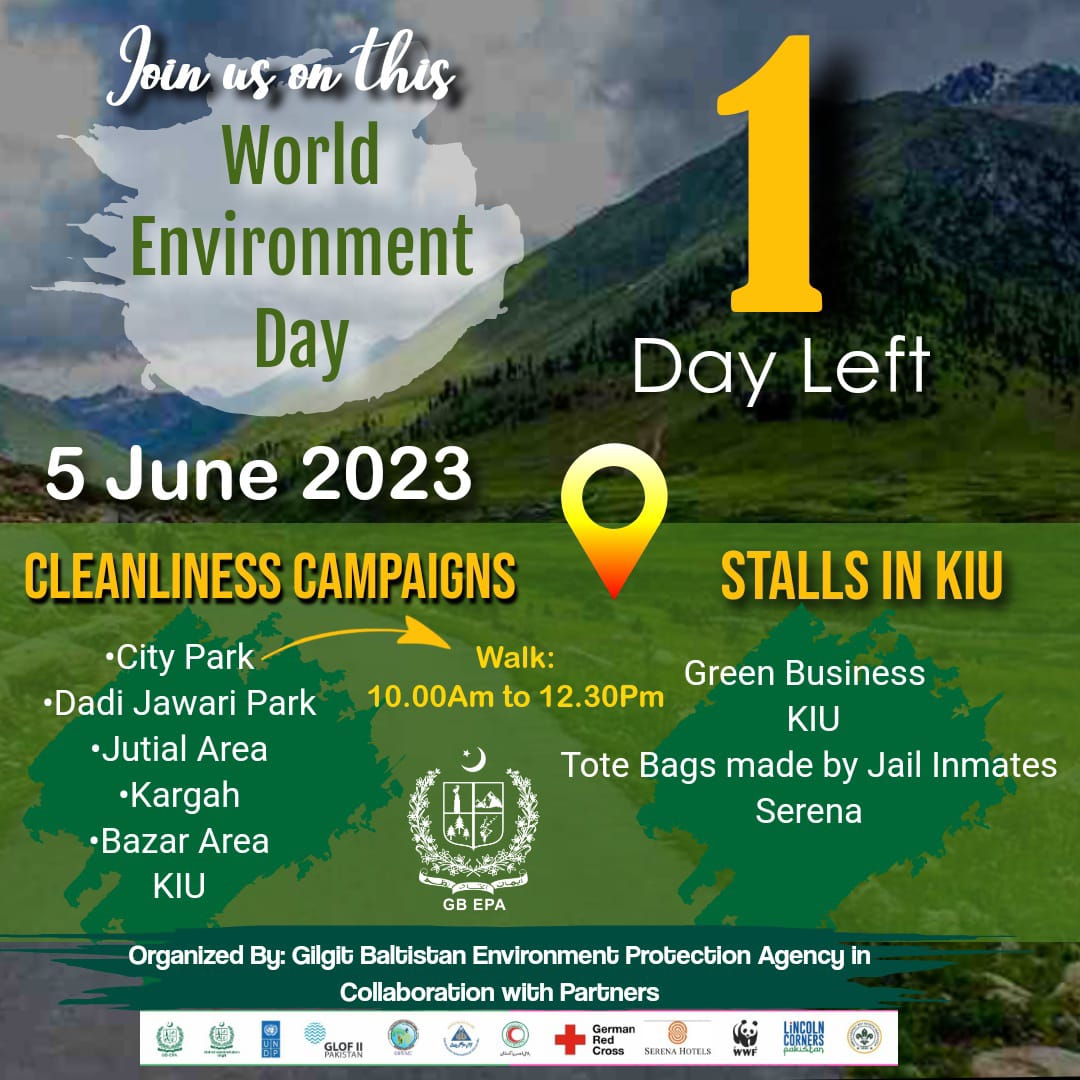 PlasticFreeGLT's tweet photo. Join us on this World Environment Day
5th June 2023

01 Day Left

@csgbpk @GB_EPA @SerenaHotelsPK @Glof2Pakistan @WWF @EnvironmentUrdu @UNEP_AsiaPac https://t.co/xdNewFgvpj