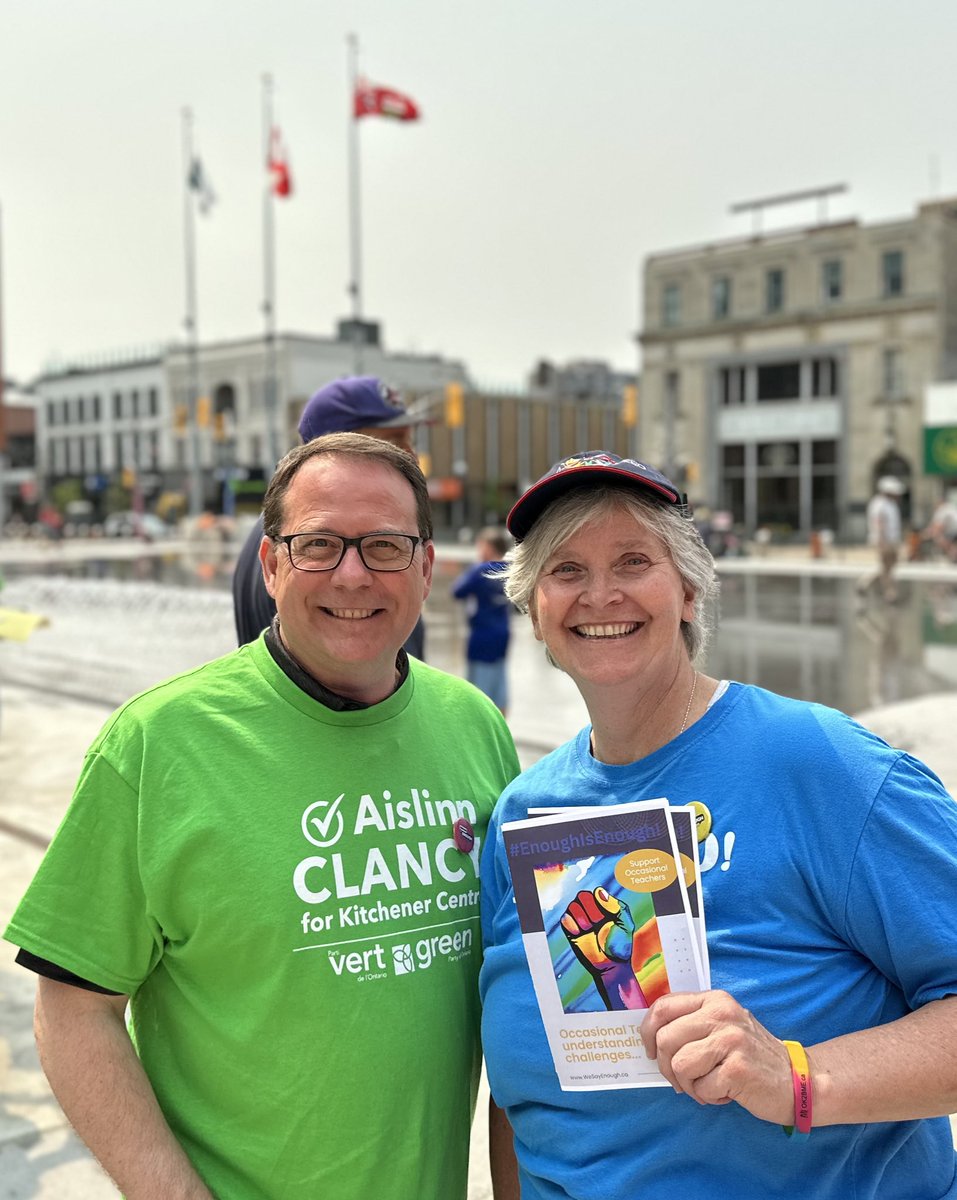 Tmorgan1234's tweet photo. The #OFL #EnoughIsEnough day of action is happening across the province. #kitchener  Thanks @MikeSchreiner @morricemike  and local union leaders @jpkitchener  @RamziTweetz  and @judycutts 
#OntEd #OnPoli @WROTL @ETFOWaterloo @ETFOeducators #DontShortchangePublicEducation https://t.co/qS1jfpEWiT