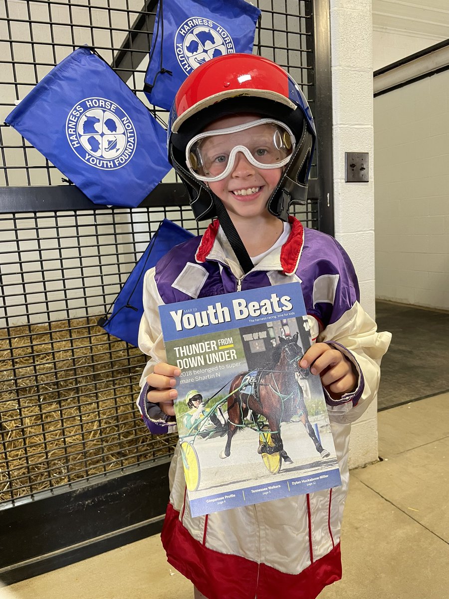 A new harness racing fan trying on some colors at the @HHYFexperience display at the @DiamondCreekKY Open House….and, I’m loving that she picked up a Youth Beats with Shartin N on the cover! 😁❤️ #harnessracing @TR_Harness