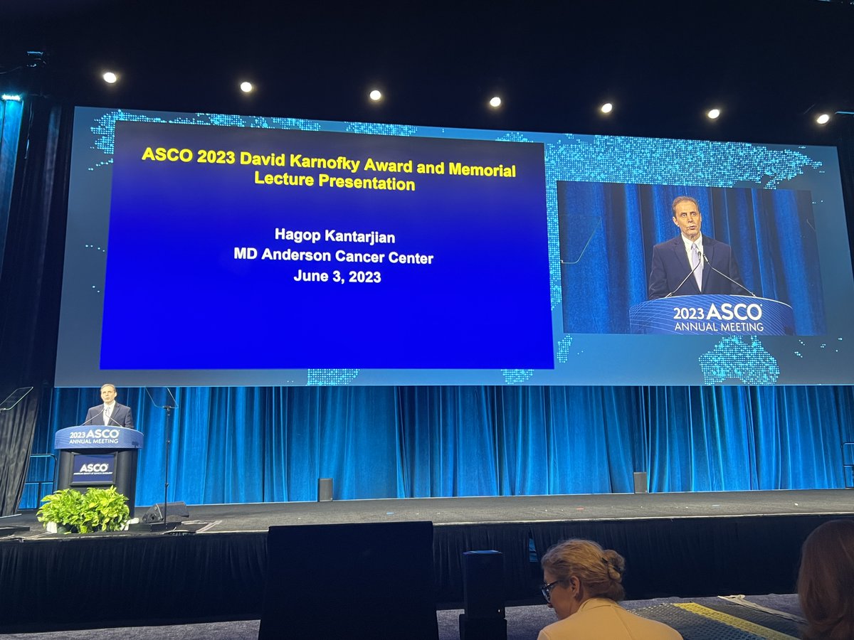 UTMDAnderson's tweet photo. We are proud to celebrate our Dr. Hagop Kantarjian receiving the prestigious David A. Karnofsky Memorial Award from @ASCO for his contributions to leukemia care and research. @DrHKantarjian #ASCO23 #EndCancer [1/3] https://t.co/JLalOkHOnX